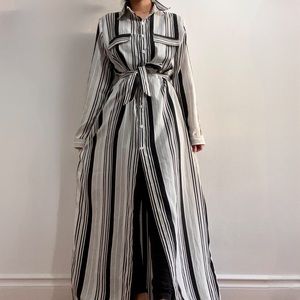 Striped maxi dress with belt.